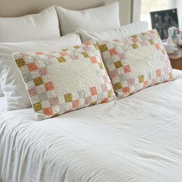 NEW VINTAGE 2 ANTHROPOLOGIE SHABBY CHIC BOHO Quilted PILLOWCASES 20” x 25”